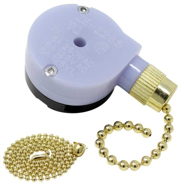 Zing Ear ZE-228s 2 Speed 3 Wire Ceiling Fan Pull Chain Rotary Switch