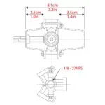 Zing Ear ZE-301T lamp holder - Dimensions